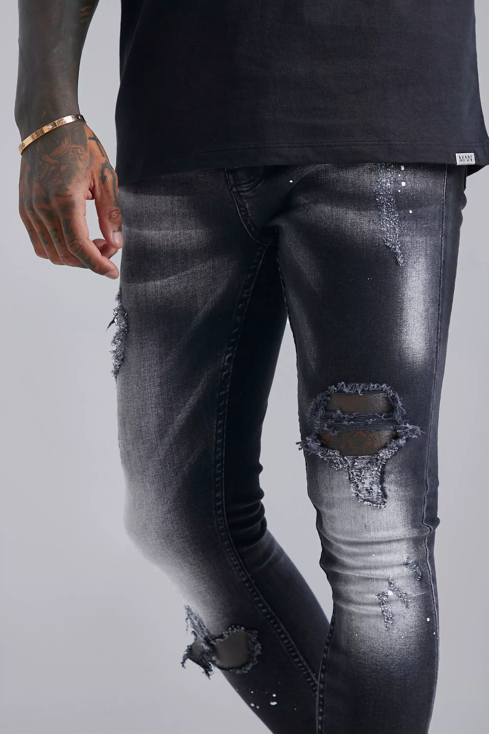 Jeans homme tache de peinture sale